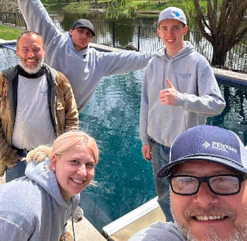 POOL-Technicians and Family at Pool